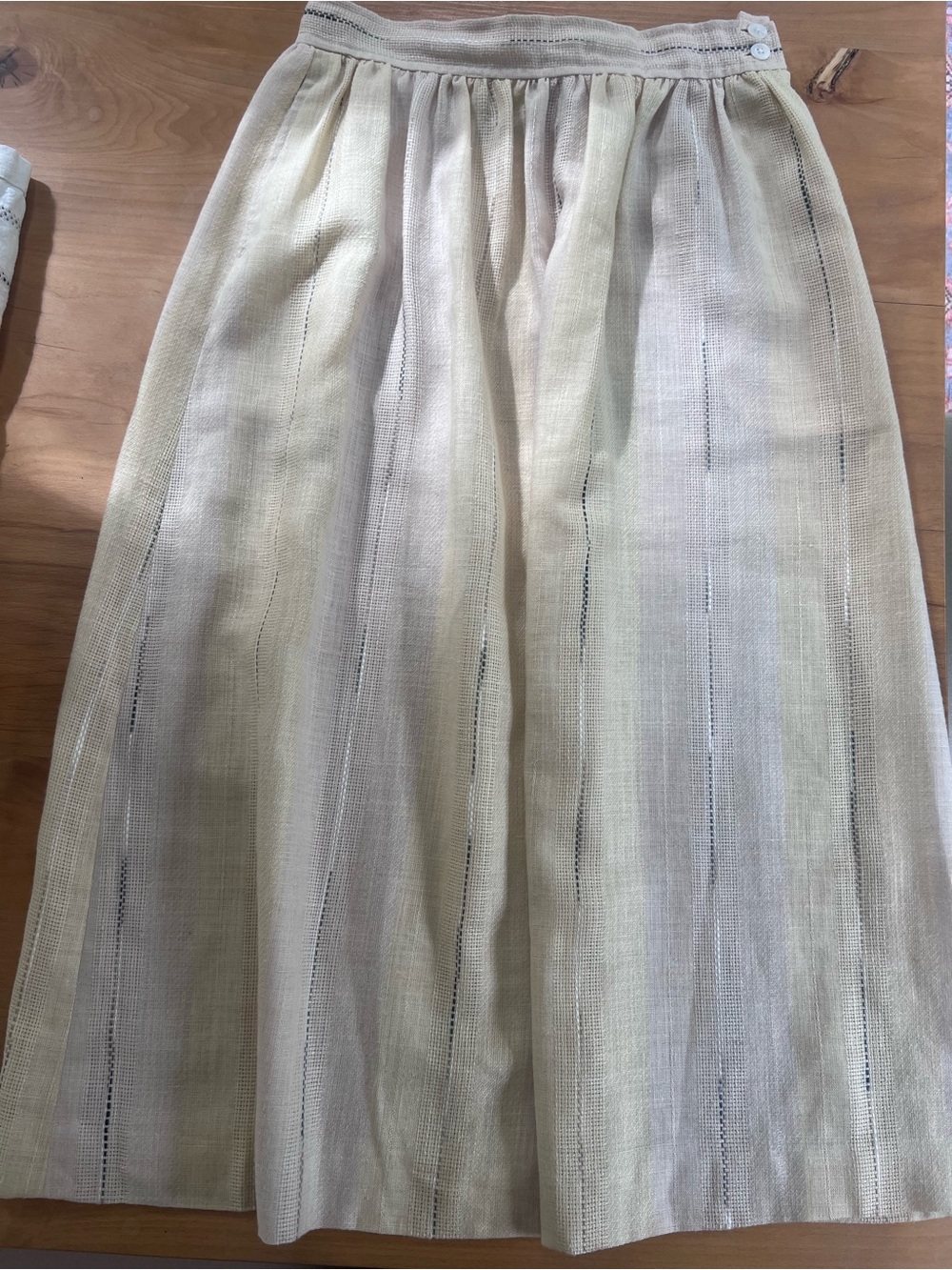 Vintage Saks Fifth Avenue Evan Picone Pale Cream/yellow Striped Midi Skirt